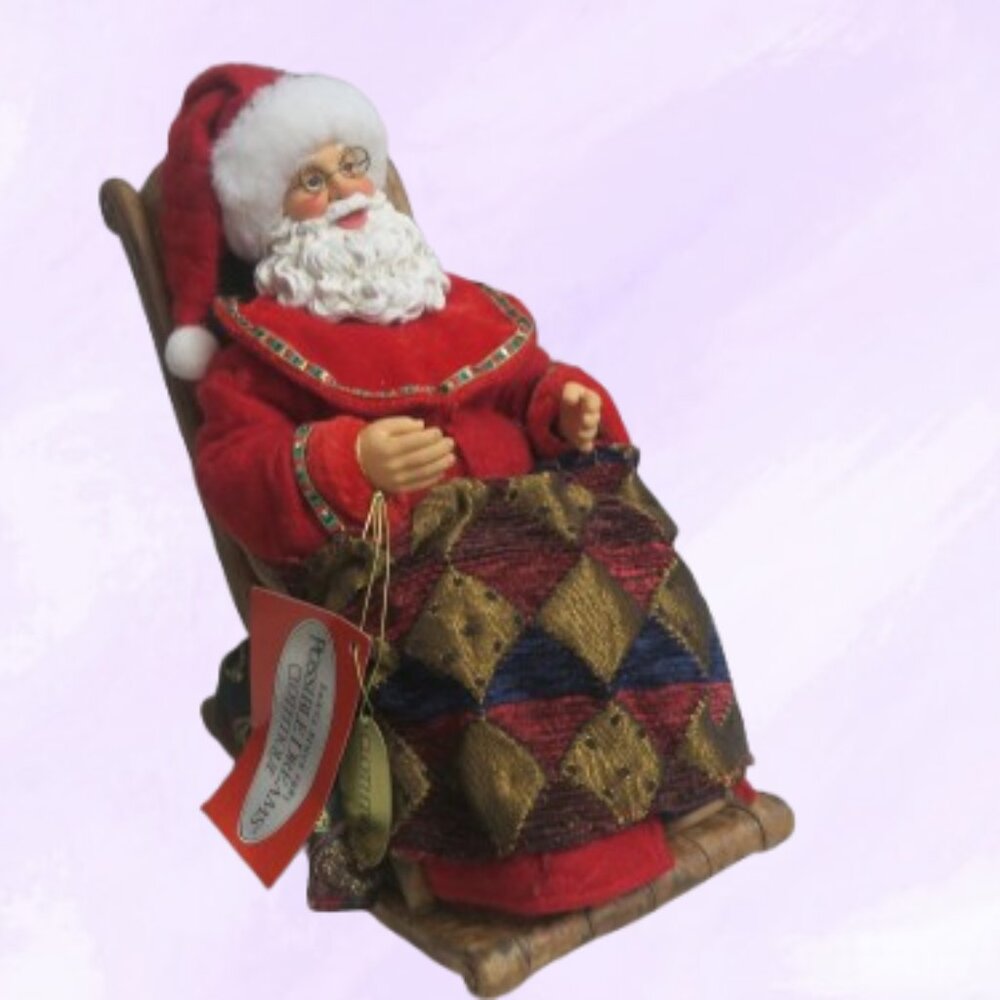 Possible Dreams Clothtique santa on rocking chair "piggy" money bank in red